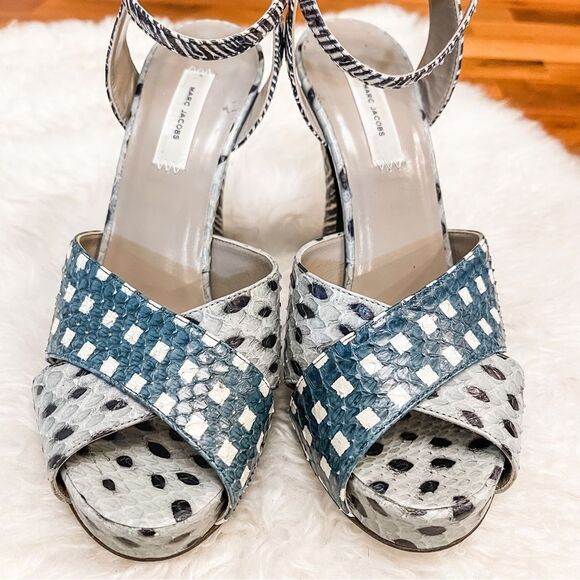 🍋 Marc Jacobs • Women’s Elap Sandals Python Printed w/Ankle Strap Size 36.5 - Picture 5 of 11